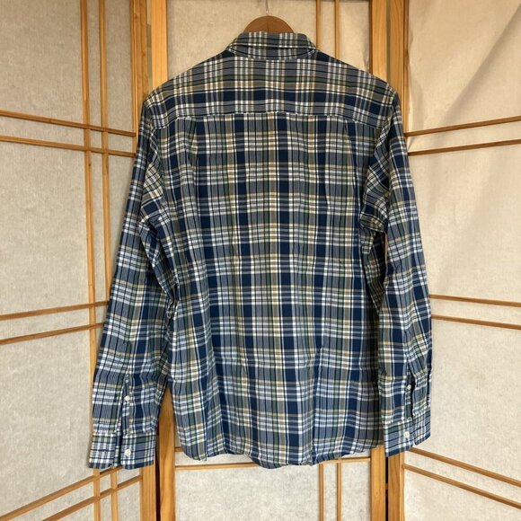 L.L. Bean Mens Medium Blue Plaid Long Sleeve Button Down Shirt OJAV1 100% Cotton - Picture 9 of 11